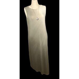 Sleeveless Green/Beige Maxi Dress With Slits M